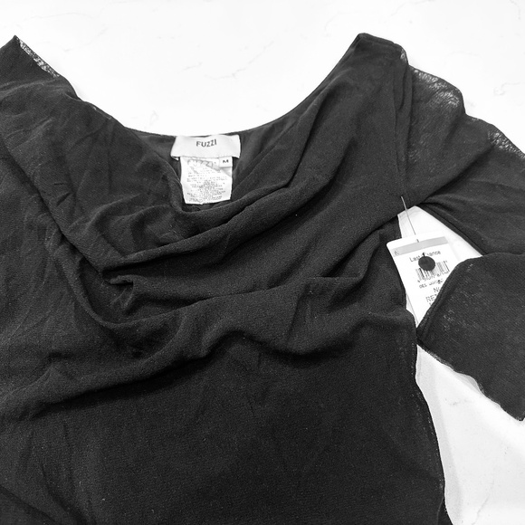 Fuzzi Black Draped Sheer Dress - Picture 4 of 5